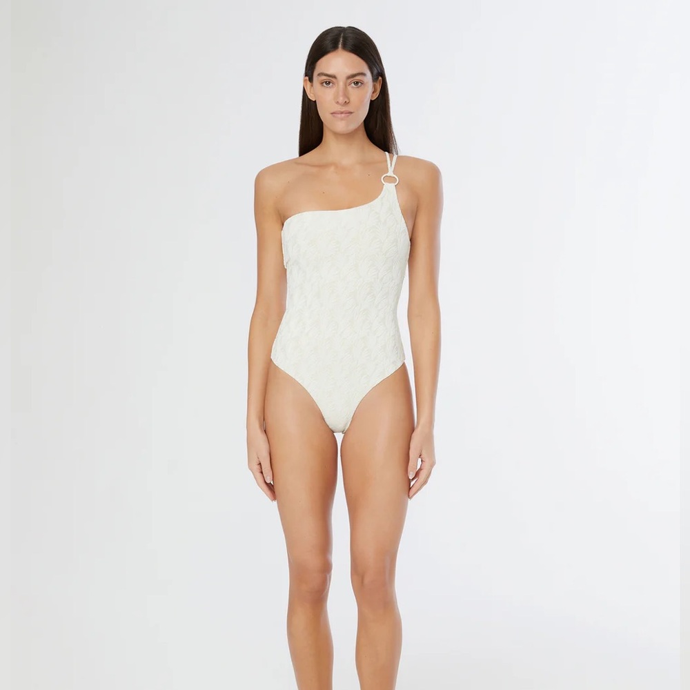 Onia Textured Asymmetric Strap Sloane One Piece Swimsuit - Picture 3 of 4